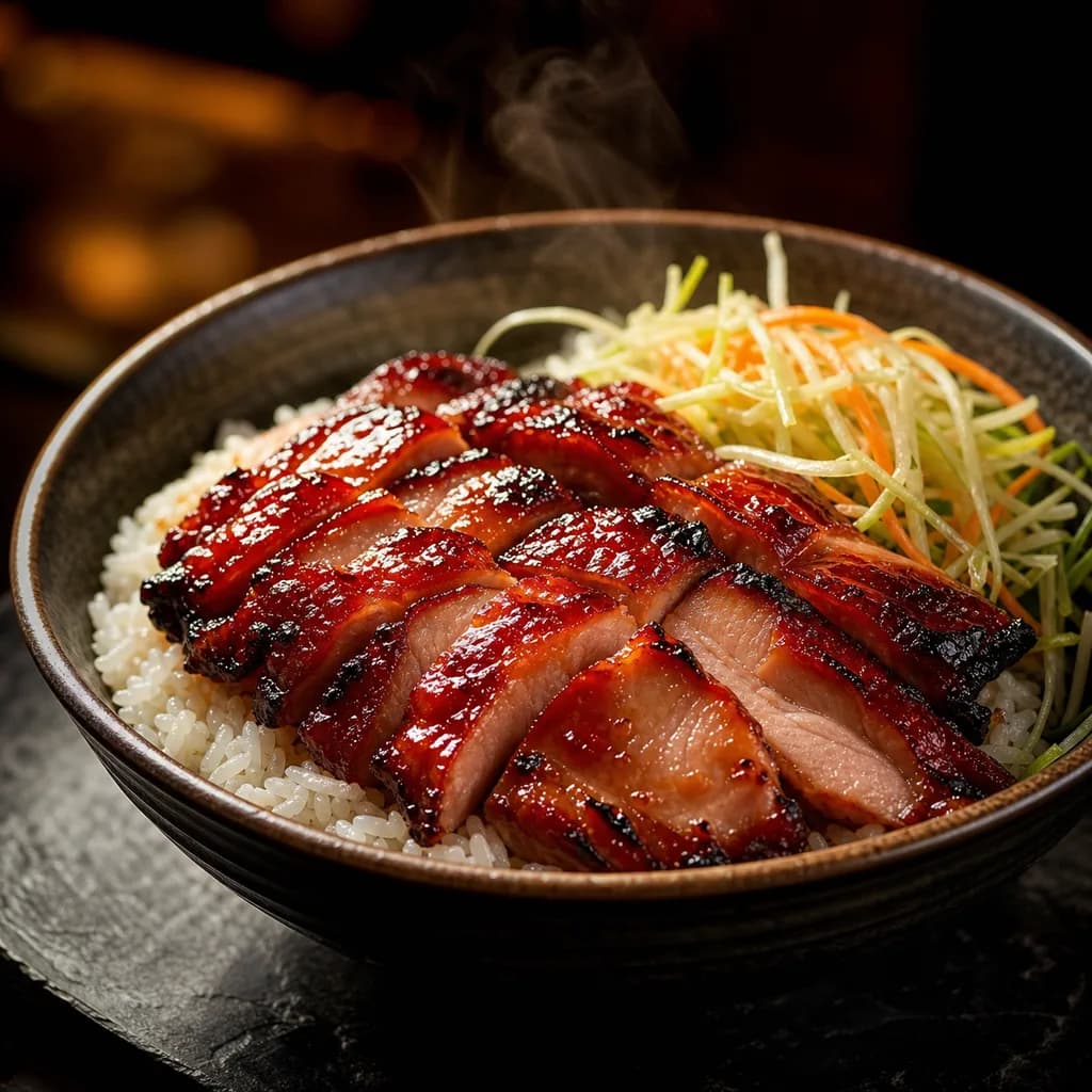 Char siu pork, glazed and wok-fired